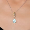thumbnail image 3 of Gem Stone King 925 Silver and 10K Yellow Gold Sky Blue Topaz and White Lab Grown Diamond Pendant Necklace for Women | 3.07 Cttw | Gemstone November Birthstone | Oval 10X8MM | With 18 inch Chain, 3 of 6