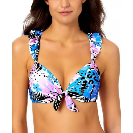 California Waves MULTI Juniors Ruffle Bikini Swim Top  US Large