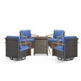 thumbnail image 2 of PARKWELL 5 Piece Patio Fire Pit Sets,All-Weather Conversation Set with 4 Swivel Glider Chair and 30" Fire Pit Table,Outdoor Patio Seating Furniture Set for Backyard Gatherings, Brown/Navy, 2 of 10