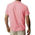 thumbnail image 3 of GrmtClth Shirts for Men Regular Cotton and Linen Top Spring Short Sleeve T-Shirts Dressy Button Down Clothing Collared Pink 3XL, 3 of 3