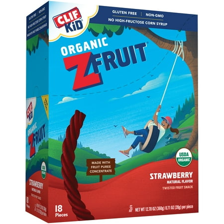 Clif Kid ZFruit Organic Strawberry Twisted Fruit Pouches, 0.7 Oz., 18 Count