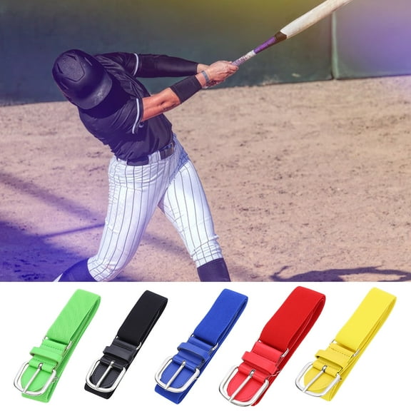 Yesbay Elastic Baseball Softball Belt Adjustable Length Alloy Buckle Belt Imitation Leather Belt