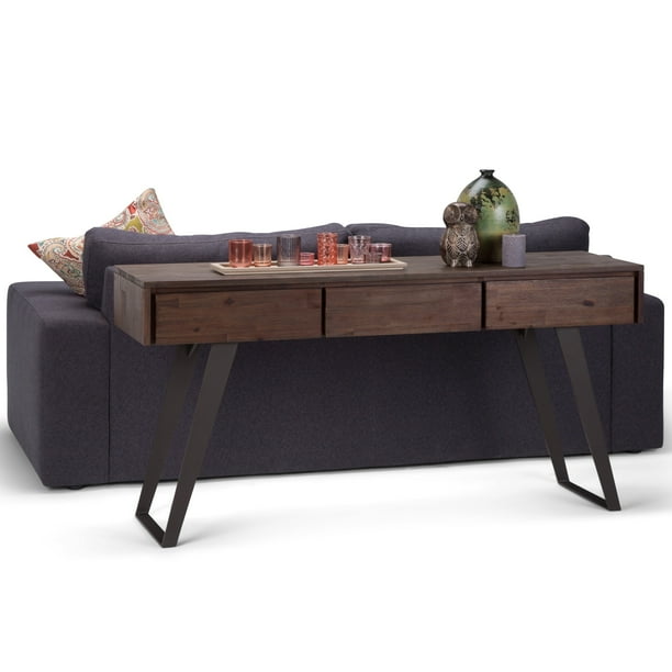 Wyndenhall Mitc Solid Acacia Wood And Metal 60 Inch Wide Modern Industrial Console Sofa Table In Distressed Charcoal Brown Com Wyndenhall Mitc Solid Acacia Wood, 60 Inch Coffee Table Modern