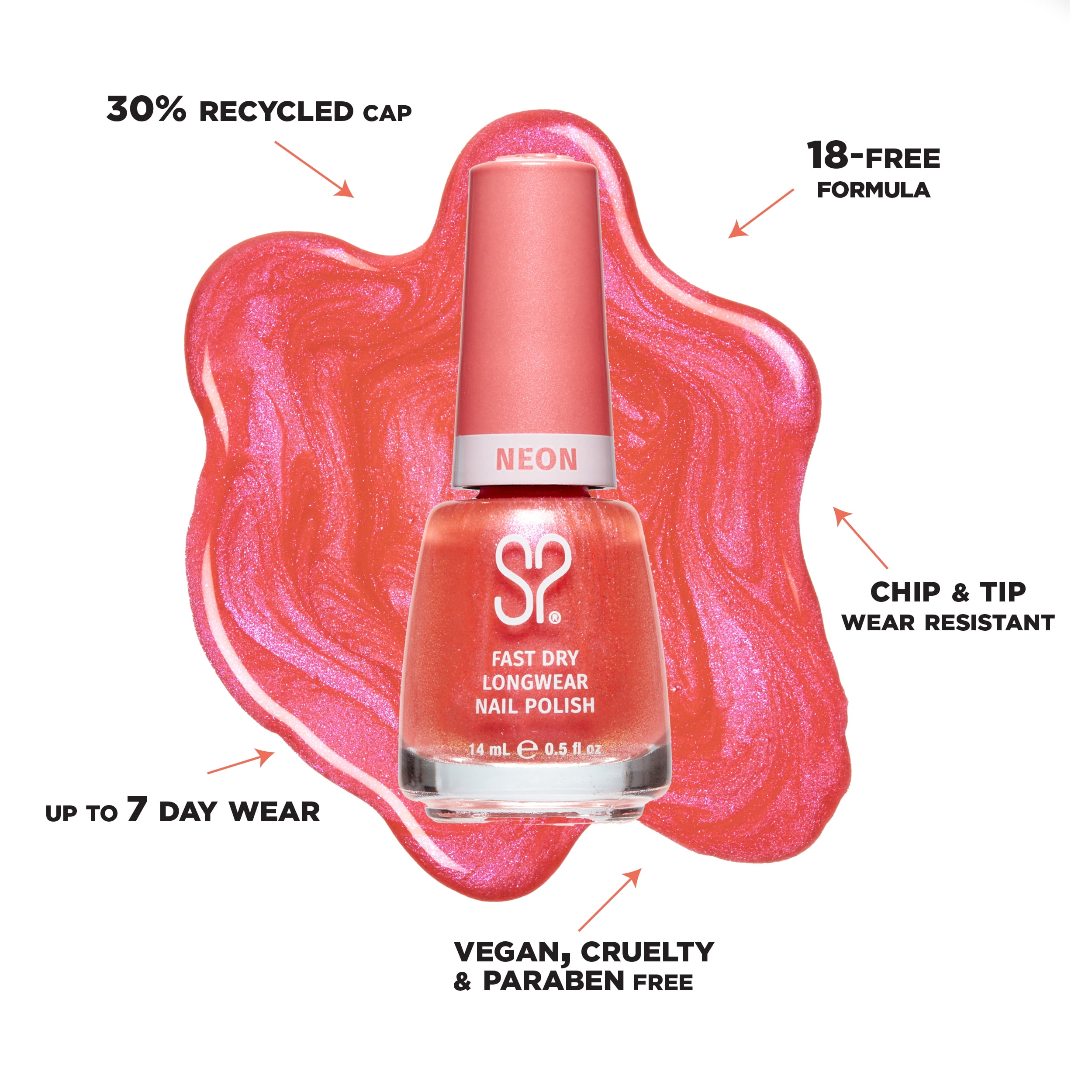 Salon Perfect Neon Nail Polish, 455 Tropicool Punch, 0.5 fl oz