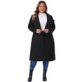 thumbnail image 3 of DARING DIVA Women's Plus Size Long Sleeve Stand Collar Trench Coat 2X Black, 3 of 6