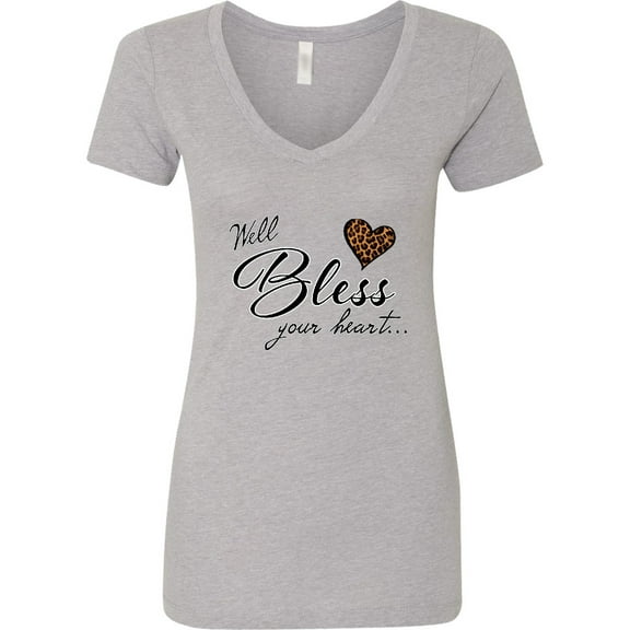 Inktastic Well Bless Your Heart with Leopard Print Women's V-Neck T-Shirt