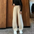 thumbnail image 2 of Sweatpants for Girls with Pockets Elastic Waist Fashion Wide Leg Barrel Pants Loose Casual Lounge Trousers (11-12 Years, Beige), 2 of 7