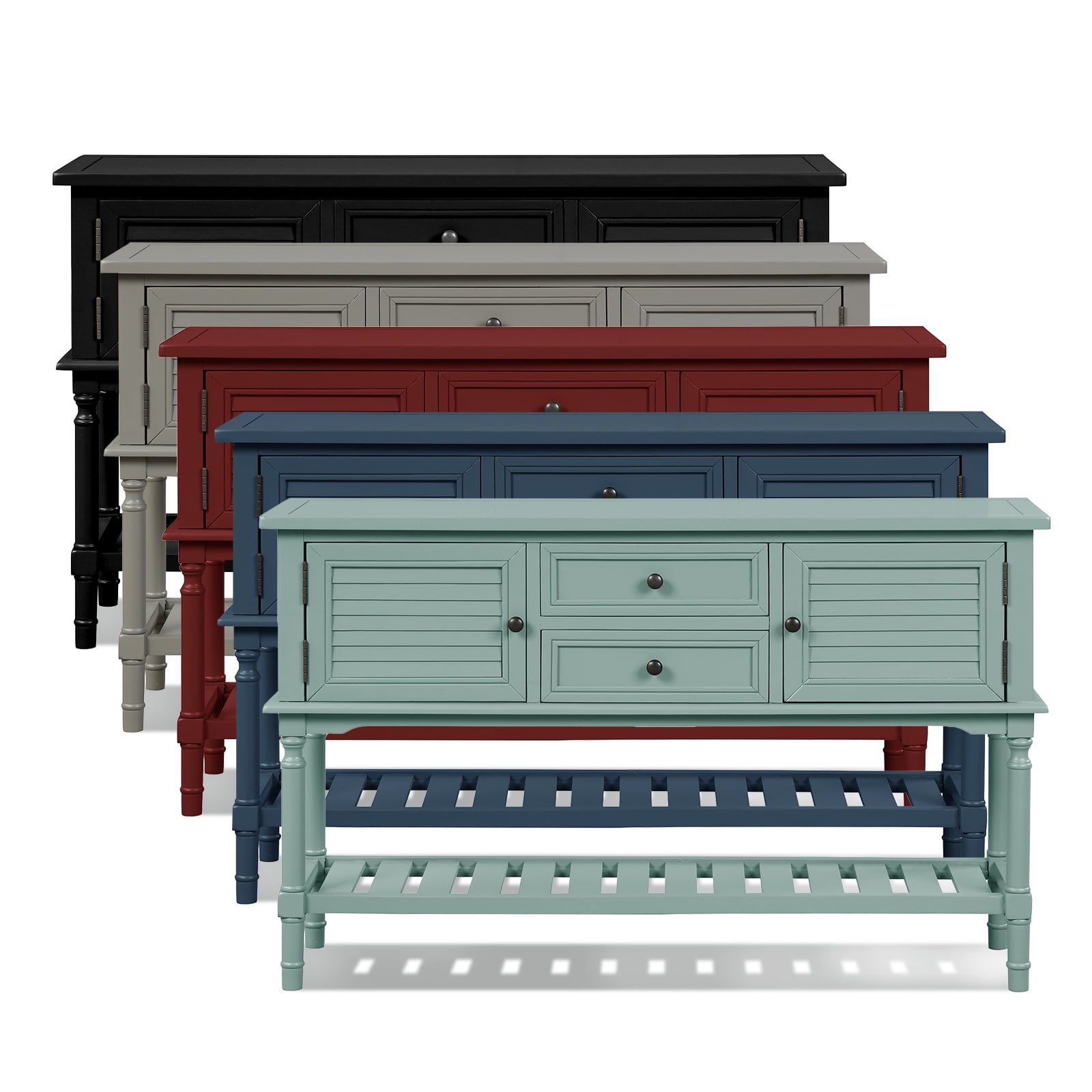 Lowestbest 47" Modern Console Table Sofa Table for Living Room with 2 Drawers, 2 Cabinets and 1 Shelf (Navy Blue) Lowestbest 47" Modern Console Table Sofa Table for Living Room with 2 Drawers, 2 Cabinets and 1 Shelf (Navy Blue)