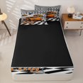 thumbnail image 4 of Manfei Cartoon Racing Cars Zipper Full Size Comforter Sets with Fitted Sheet and 2 Pillowcases,Checkered Flag Zipper Bedding Set,Orange,Black Reversible,4pcs, 4 of 8