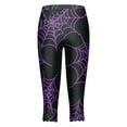 thumbnail image 4 of YDFCWXW Women's Cute Halloween Pumpkin Printed Tummy Control Elastic Waist Yoga Pants Workout Capri Leggings for Women Dark Purple, S, 4 of 5