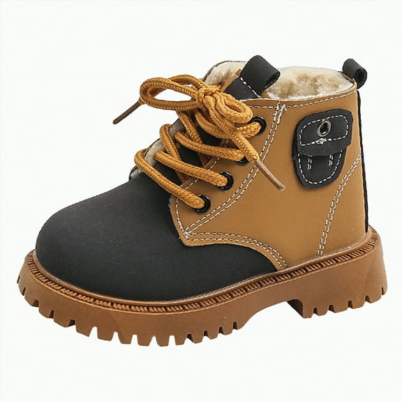 Gvdentm Girls Dress Boots Kids Girls Insulated Winter Warm Snow Boots Boots for Boys(Black,5.5)