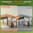 thumbnail image 3 of Amadwell 55 Inch L Shaped Office Desk with 3 Fabric Drawers, Reversible Computer Gaming Desk, Power Outlets and Mesh Shelves, Corner working Study Desk, Rustic Brown, 3 of 9