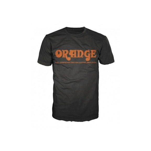 Orange Amplifiers Black Retro Logo Fitted 100% Cotton T-Shirt, Men's 3XL
