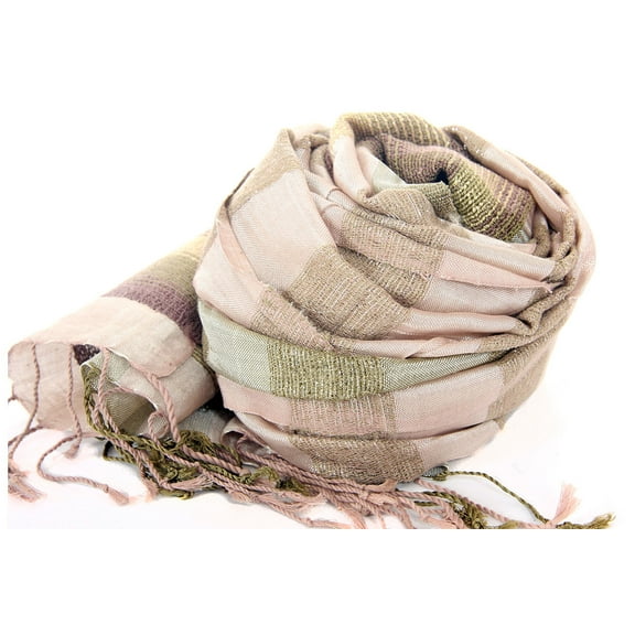 Women's Metallic Plaids Viscose Scarf Gold/Olive Scarf Wrap 27 x 72 inches