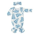 thumbnail image 2 of Baby Coming Home Outfit Knotted Sleep Gown Sleepwear Baby Knot Floral Long Sleeve Sleeping Gown With Headband Set, 2 of 5