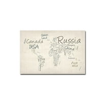 Trademark Art "Typography World Map" Canvas Art by Michael Tompsett