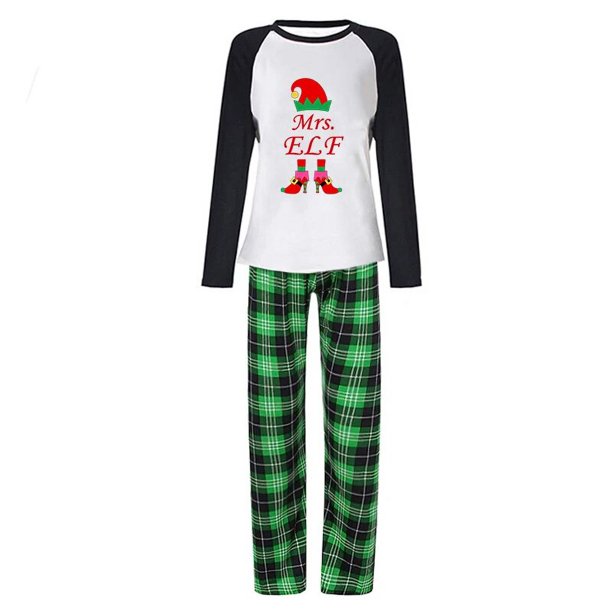 Pijamas navideños a juego para mujer, conjunto de pijamas verdes para mujer, Sra. ELF