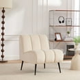 thumbnail image 2 of S-HOME 24.4 Inch Wide Velvet Accent Chair in Beige with Durable Legs for Homes and Reading Rooms Comfort, 2 of 11