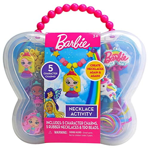 Barbie Necklace Activity Set w/ 5 Character Charms, 5 Necklaces, 150