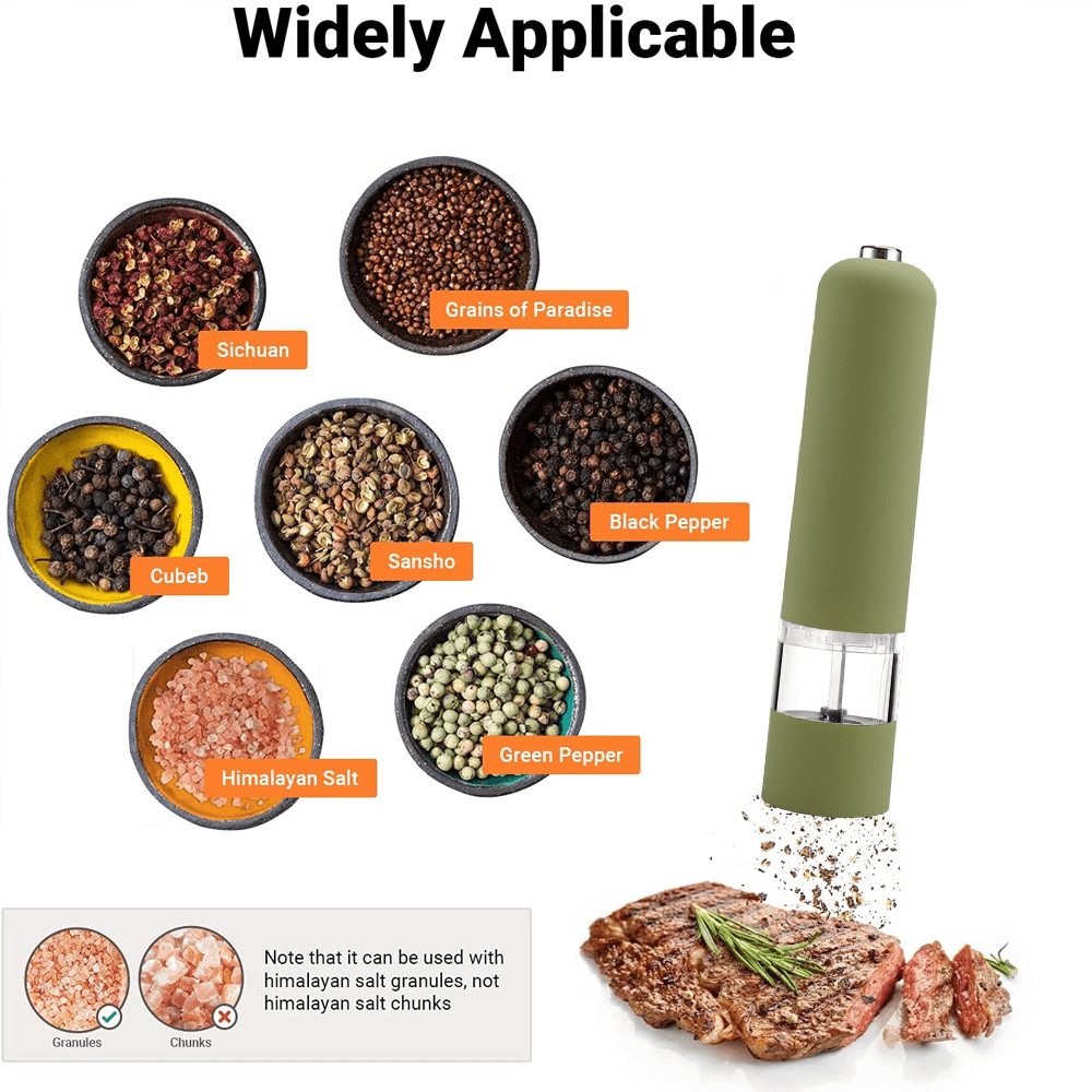 Battery Operated Salt and Pepper Grinder Set (Pack of 2 Mills) - Complimentary Mill Rest
