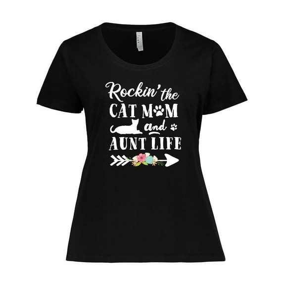 Inktastic Rockin' the Cat Mom and Aunt Life Women's Plus Size T-Shirt