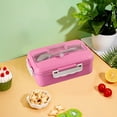 thumbnail image 4 of Boîte à Lunch en Plastique avec Couverts en Acier Inoxydable / Contenant de Préparation de Repas Compartimenté avec Compartiments / Rangement Alimentaire Compatible Micro-Ondes pour l'École, le Bureau, le Travail / Boîte Bento pour Adultes et Enfants, 4 of 6