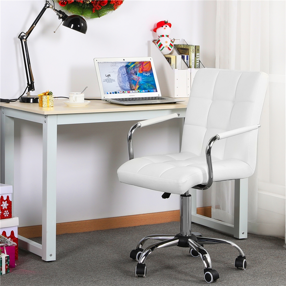 Yaheetech Modern Height Adjustable PU Leather Office Chair, White - image 2 of 12
