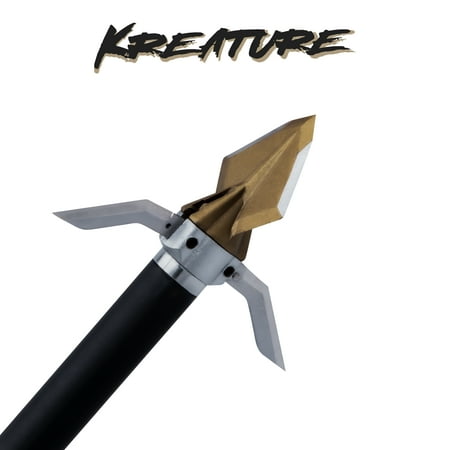 Ozcut Kreature 4 Blade Hybrid Expandable Broadhead - 100gr 125gr 100% Stainless Steel Expandable Broadhead (3 Pack) Includes 3 Sets Replaceable Blades and Practice Broadhead