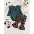 thumbnail image 2 of Set de mameluco y pantalones a cuadros verdes Doresbebe para niña, 12-18 m, 2 of 7