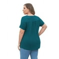 thumbnail image 3 of FOLUNSI Women's Plus Size Summer Tops Short Sleeve Lace Pleated Blouses Tunic Tops M-4XL, 3 of 6