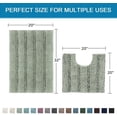 thumbnail image 2 of Bathroom Rugs Bath Rug Set 2 Piece Bathroom Contour Rug Toilet Mat Sets Non Slip Contour Bath Rug Ultra Thick Water Absorbent Striped Bath Mats Washable(20" x 32" Plus 20" x 20" U, Sage), 2 of 6
