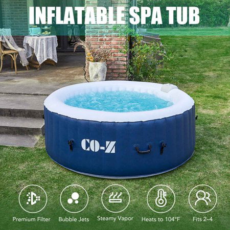 Indoor Outdoor Above Ground Pool with Air Pump for Patio Backyard Blue 6x6ft Portable Blow Up Hot Tub with 120 Bubble Jets Garden CO-Z 4 Person Inflatable Hot Tub with Cover 