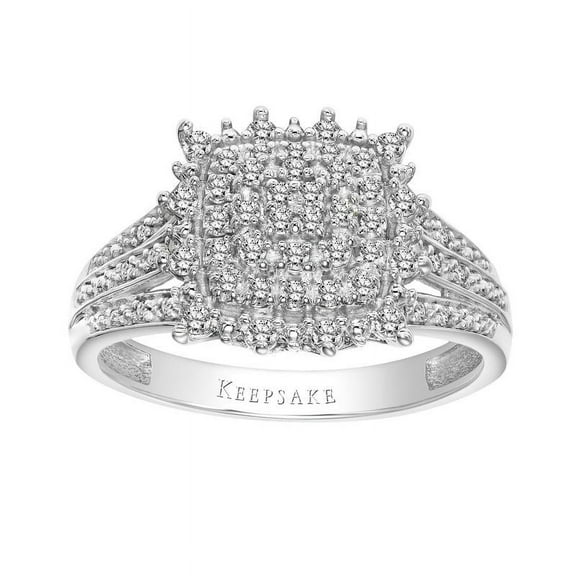 1/3ctw Certified Genuine Diamond 10KT White Gold Ladies Cushion Limited Edition Ring by Keepsake