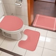 thumbnail image 4 of Pure Coral Red Bath Mat 3 Piece Bathroom Rug Set, Simple Solid Color Non Slip Bath Rug Contour Mat and Toilet Lid Cover, Absorbent Shower Mats Soft Bath Rugs and Mats Sets, 4 of 8