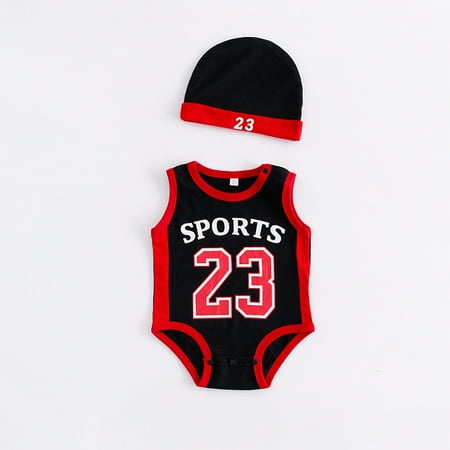 

Toddler Kids Baby Boys 23 Print Exercise Sleeveless Romper Cap Bodysuit Outfits CHMORA