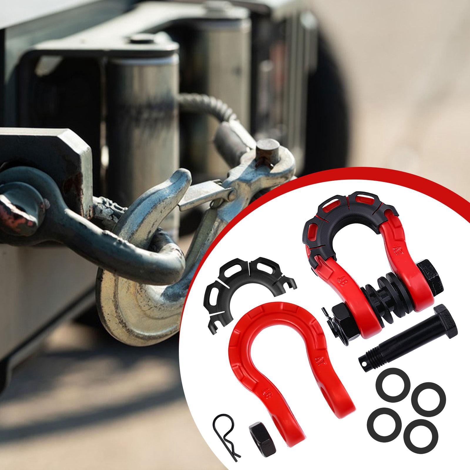 JISADER 2 Pieces D Ring Shackles Easy to Use Heavy Duty Off Roads Towing Accessories Red