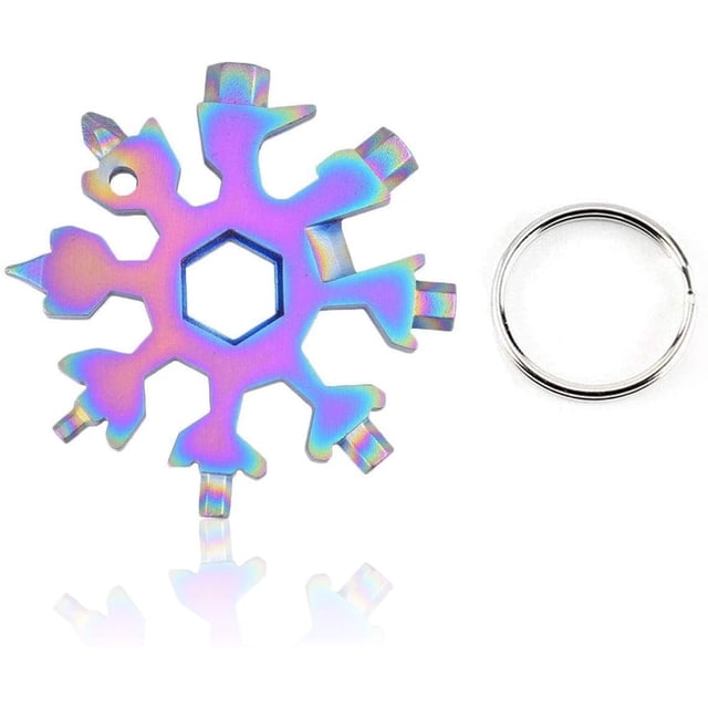 Snow Tool, Portable Snowflake Tool, 18 In 1 Stainless Steel, Bottle Opener Screwdriver, Keychain Screwdriver Opener, Portable Stainless Steel, Multi-Function Adventure, 18 In 1 Almighty Tool (C)