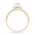 thumbnail image 2 of ANGARA Freshwater Cultured Pearl Ring with Beaded Split Shank in 14K Yellow Gold for Women | June Birthstone, Birthday, Anniversary, Jewelry Gift for Women | Pearl Ring, 2 of 8
