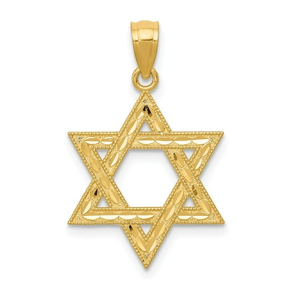 FB Jewels 14K Yellow Gold Diamond-cut Polished Star of David Pendant