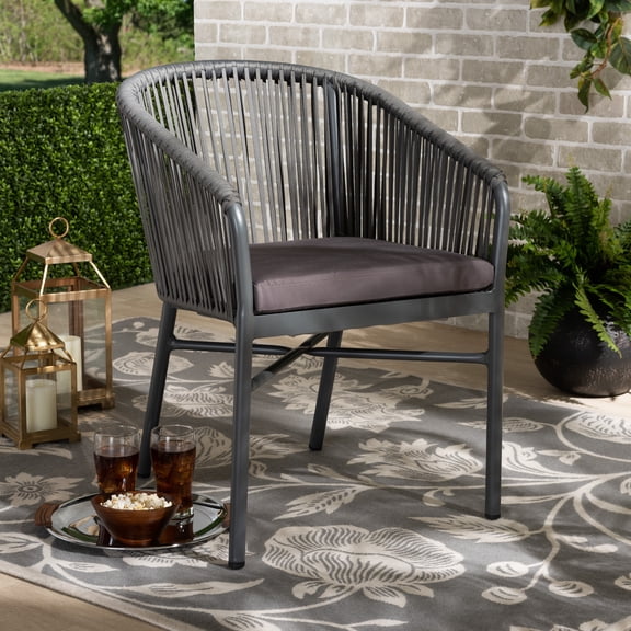 Modern Metal Outdoor Dining Chair - Grey Patio Seating for Garden & Deck