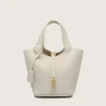 thumbnail image 3 of Bolso de mano de cuero suave con patrón de lichi para mujer, de gran capacidad cesta de comestibles, estilo europeo y americano, 3 of 5
