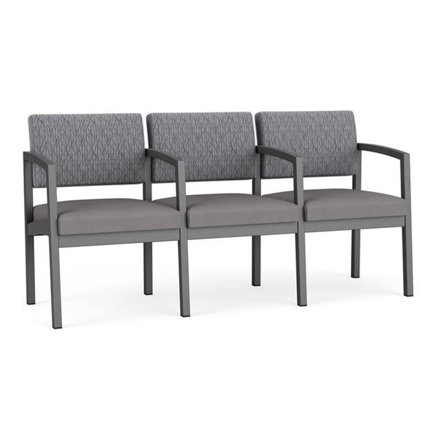 Fauteuil d'Attente de Réception Lenox en Acier à 3 Places / Acier Charbon / Gris / Gris