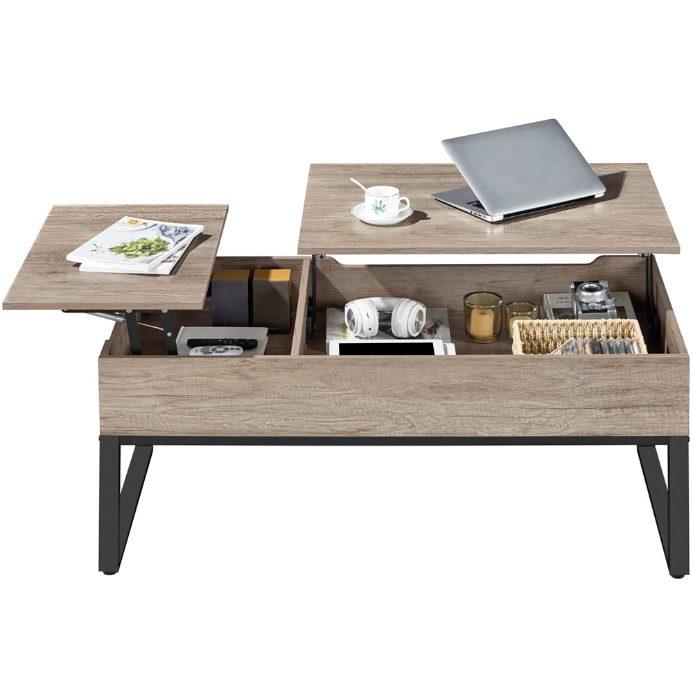 Yaheetech Lift Top Coffee Table Wood Central Table with Compartments