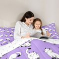 thumbnail image 4 of Manfei Cute Cat Queen Comforter Set, Cartoon Animal Theme Comforter Sets Queen, Purple White, Reversible, 3-Piece, 1 Comforter and 2 Pillowcases, 4 of 7