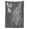 thumbnail image 3 of Ambesonne Kiss Me Tablecloth Rectangular Table Cover, Mistletoe Sketch Noel, 60"x84", Charcoal Grey Vermilion, 3 of 4
