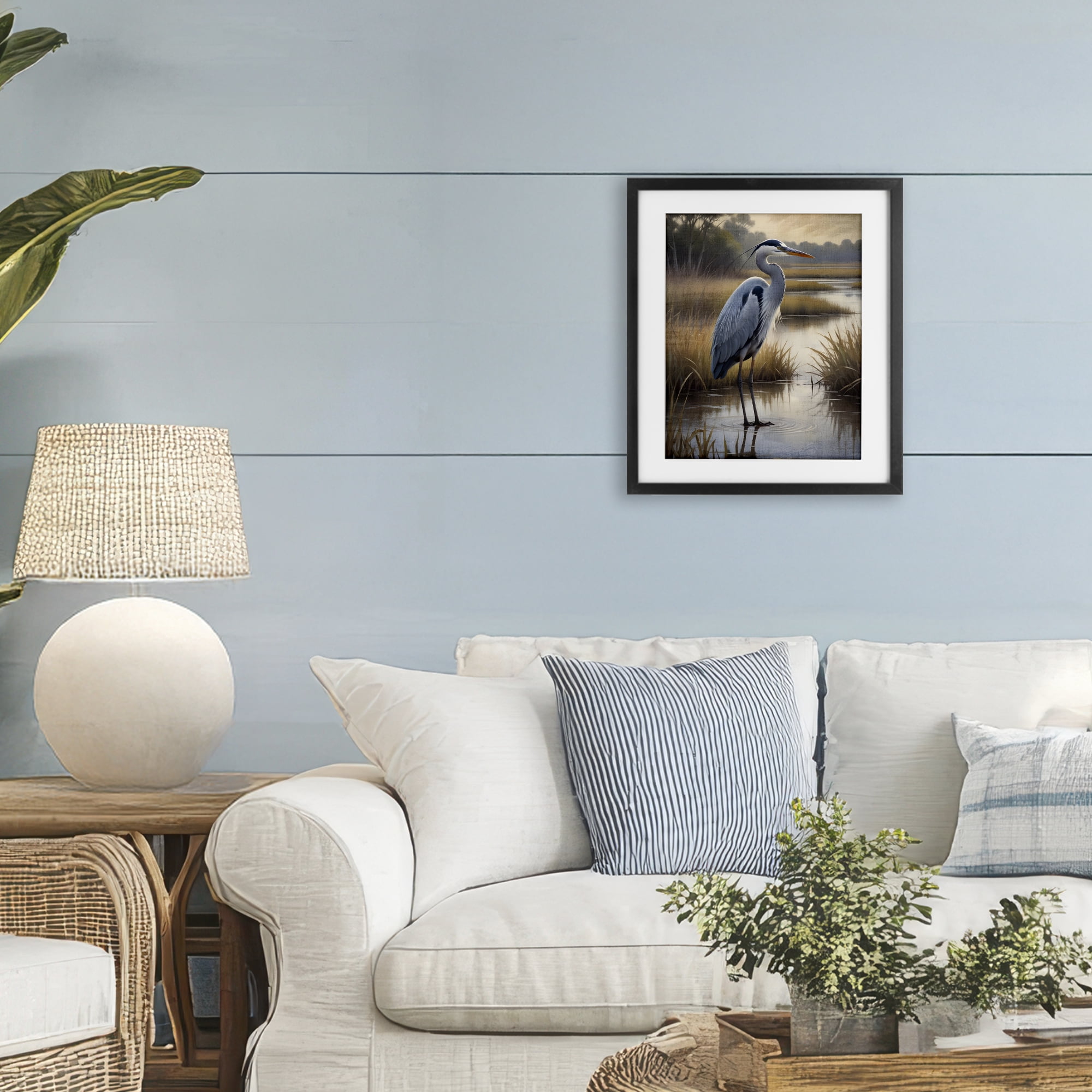 Stupell Industries Heron in Serene Marshlands Black Framed Print Under Glass, design by Susan Arnot