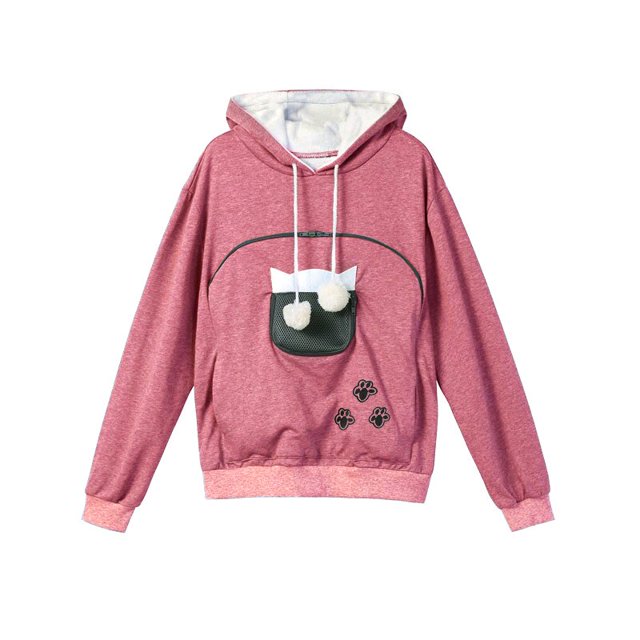 Sudadera con capucha para amantes de los gatos, jerséis con bolsillo para orejas de animales, pata de perro canguro, envío directo