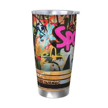 

Logiee Graffiti Lamp Urban Scene Print 20OZ Car Cup with Lid Stainless Steel Vacuum Insulated Double Wall Travel Tumbler Durable Insulated Coffee Mug Thermal Cup with Straw-Without Straw