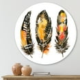 thumbnail image 2 of Designart 'Ethnic Boho Art Orange Feathers' Bohemian & Eclectic Circle Metal Wall Art 23x23 - Disc of 23, 2 of 5