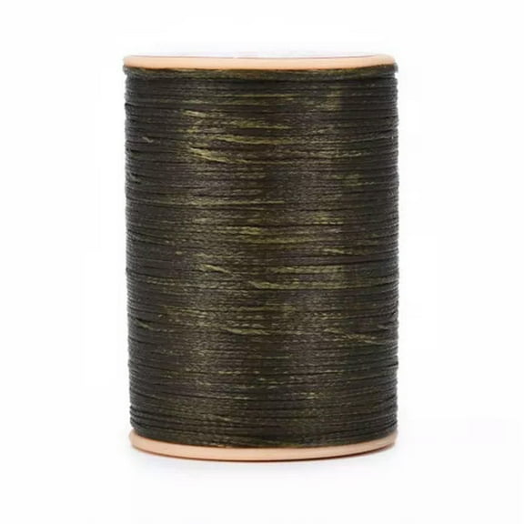 U8MO 1 Roll Flat Waxed Polyester Cord Micro Macrame Cord for Sewing Stitching 0.8mm-Coffee